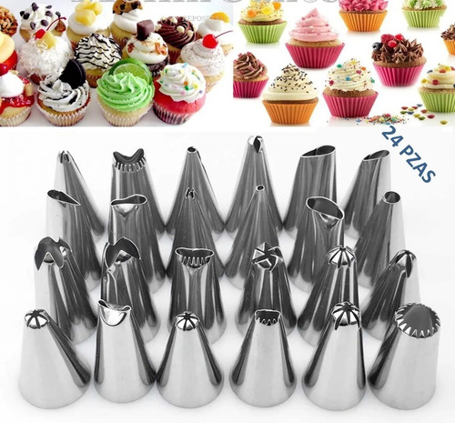 Set Boquillas Decoradoras  24pcs 3cm Acero Inox Reposteria 