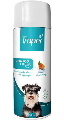 Shampoo En Espuma Seca Para Perro Traper 170 Ml Afj