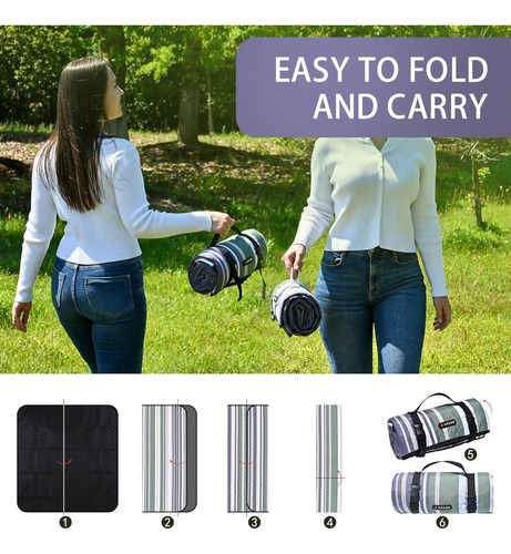 Manta De Picnic Impermeable Para Camping, 203cm X 152cm, Ver