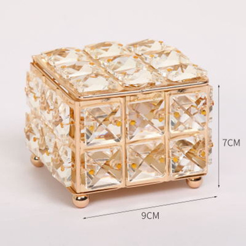 Joyero De Cristal Dorado De Lujo Con Funda De Almacenamiento