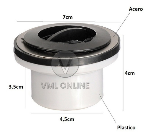 Imagen 3 de 3 de Sopapa Rejilla Pvc Desagote Pileta Bacha Cocina De 50mm