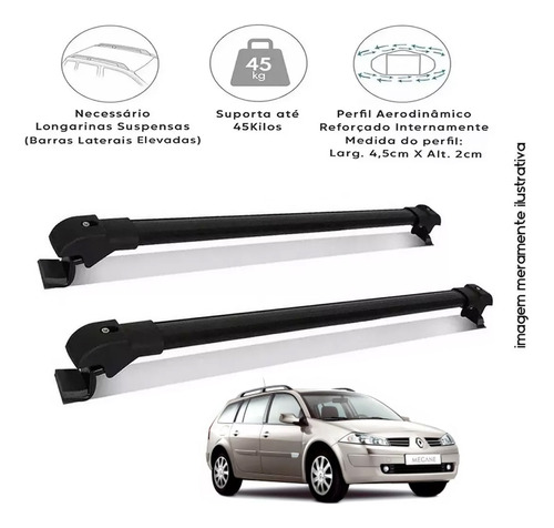 Rack Teto Travessa Megane Grand Tour Wagon 2009 Slim Prata 