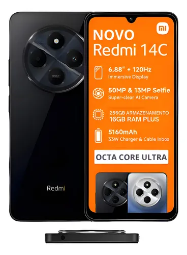 Celular Xiaomi Redmi 14c 256gb 16gb Ram Dual Sim Cor Black