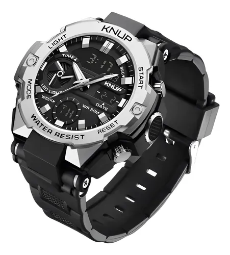 Relógio Masculino Knup SW-41 Prateado Analógico e Digital com
