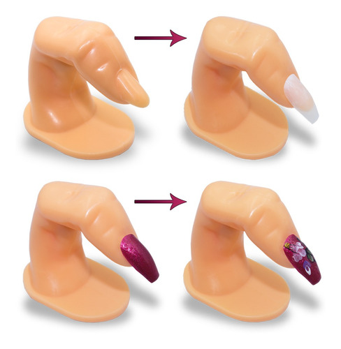 Dedo Postiço Treinamento Manicure Unhas Gel Acrigel Fibra