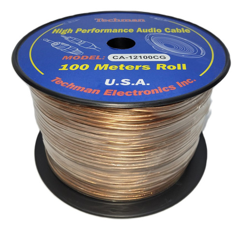 Rollo De Cable Rca 2x2, Ca-12100cg 100 Mts Trasparente