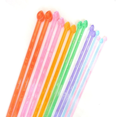 Imagen 5 de 6 de Set De 7 Pares De Palillos Rectos De Colores Para Tejer