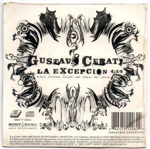 Gustavo Cerati La Excepcion 2007 Cd Single Promo Soda Stereo