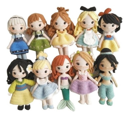  1 Muñeca Princesas Disney Amigurimis Crochet Hechas A Mano 
