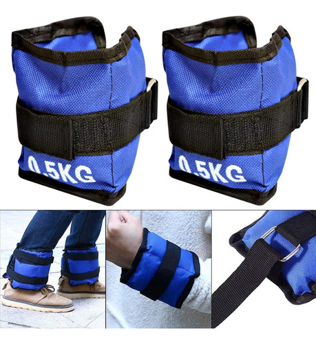 Pesos no tornozelo Pesos no tornozelo Pesos para exercícios 500 g Cor azul