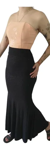 Pollera corte sirena con tajo new arrivals