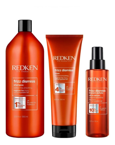 Shampoo Frizz Dismiss 1000ml Antifrizz + Mask + Sérum Redken