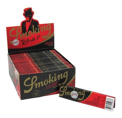 Imagem 1 de 5 de Caixa Seda Smoking De Luxe Preta King Size Com 50