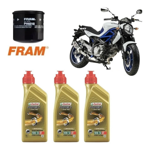 Gladius 650 Kit Troca De Óleo Suzuki Castrol 10w50 Ph6018