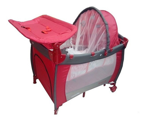 Corral Con Mosquitero Para Bebe Color Rojo