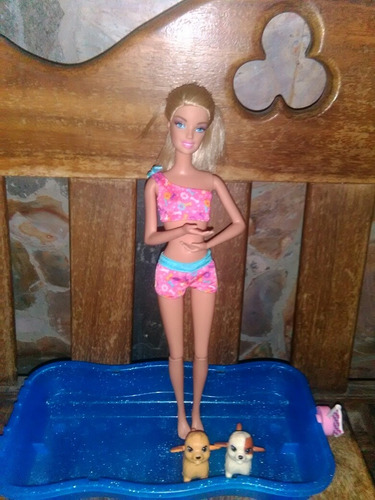 Imagen 2 de 5 de 02 Muñecas Barbie, 01 Chelsy ,piscina Con 2 Peritosnadadores