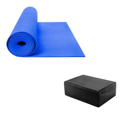 Colchoneta Mat Yoga Goma Enrollable 4mm + Yoga Brick