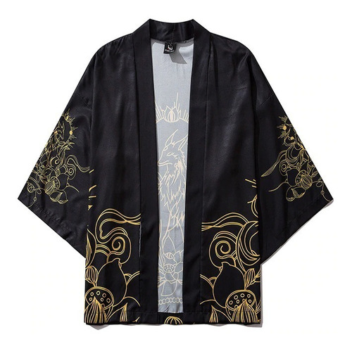 Kimono Masculino Unissex Oriental Kitsune Raposa Streetwear