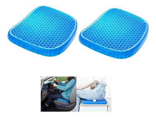 Pack X2 Cojin Gel Almohada Gel Silicona Asiento Lumbar Coxi