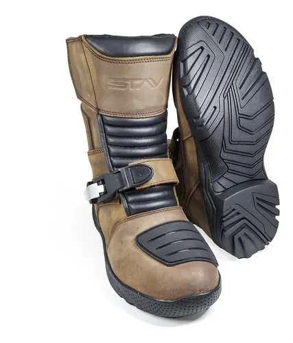 Botas Moto Trail/aventure Cuero Impermeable Con Protecciones