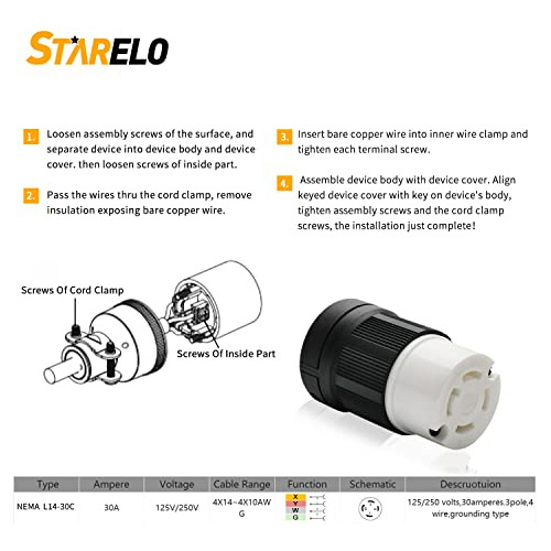 Conector De Bloqueo Generador, Enchufe Hembra Nema L143...