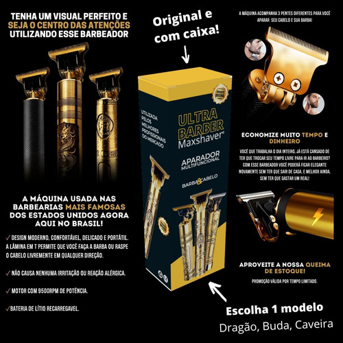 Maquininha Acabamento Cabelo Barba Titanium Ultra Barber 10w