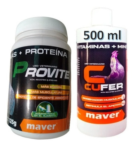 Vitaminas Provite 250 Grs & Cufer 500ml & Aves De Combate