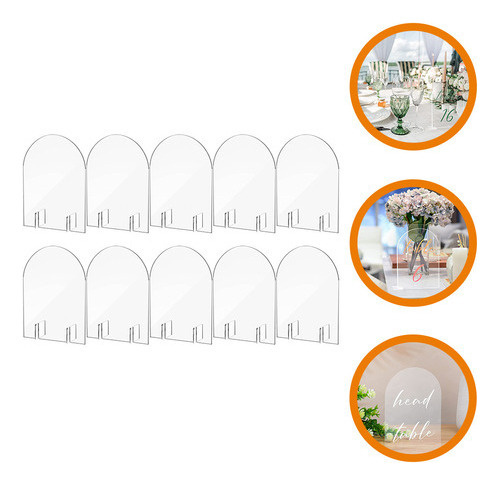 Letrero De Mesa En Blanco Con Forma De Arco Transparente, 10