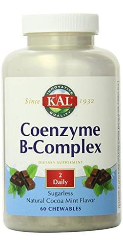 Kal Coenzyme B-complex Tabletas, Cacao Menta, 60 Unidades