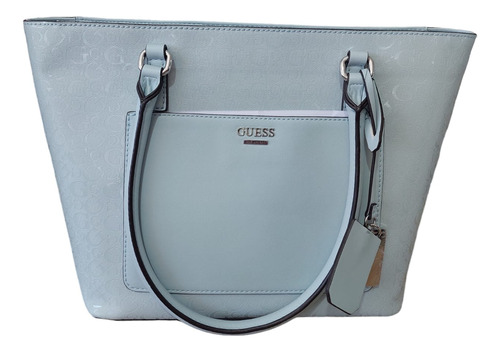 Bolsa Tote Guess Color Verde Aqua Grabado 