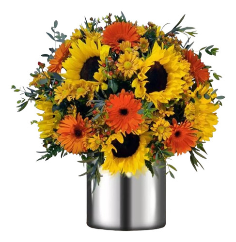 Arreglo Artificial De Girasoles Y Gerberas Con Base.