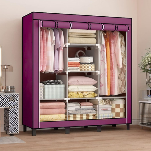 Ropero Armable Almacenamiento De Ropa De Acero Inoxidable Fsy Fasilyt Color Morado