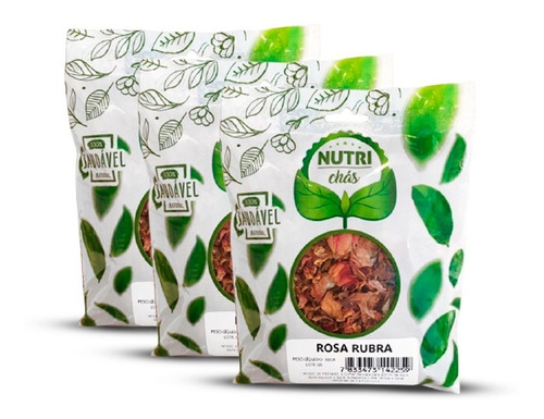 3x Chá De Rosa Rubra Premium 30gramas Nutrichás 100% Natural