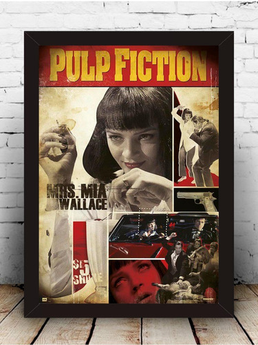 Pôster Quadro Pulp Fiction Moldura Com Vidro 33x43