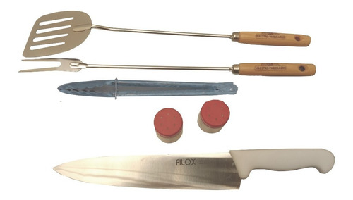 Kit Parrillero Asador  6 Pza. Para Carne Asada Con Cuchillo