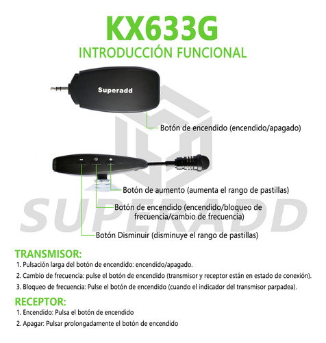 Micrófono Inalámbricos Superadd Kx633g Para Violín