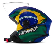 Comprar Capacete Bandeira Do Brasil New Liberty 3 Patriota Azul 60 Desenho New Liberty Trhee 3 Patriota Bandeira do Brasil Azul e Verde Com Viseira Transparente