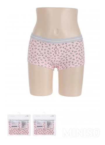 Calzon Para Mujer Tipo Boxer Franja Gris Rosa