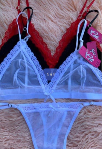 Conjunto Bralette De Micro Tul + Less Regulable Art 640 Negro Micro Tul 85