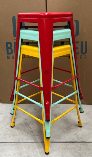 Bleu Muebles: Set De 2 Bancos Tipo Tolix Acero 76cm Altura Acabado de la estructura N/A Color Rojo