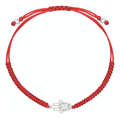 Anamora Pulsera Mujer Plata 925 Amuletos Mano Tejida Color Rojo Diámetro 18 Cm