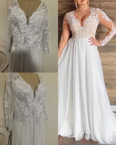 Vestido De Noiva Plus Size Modelo Princesa Renda Harvy