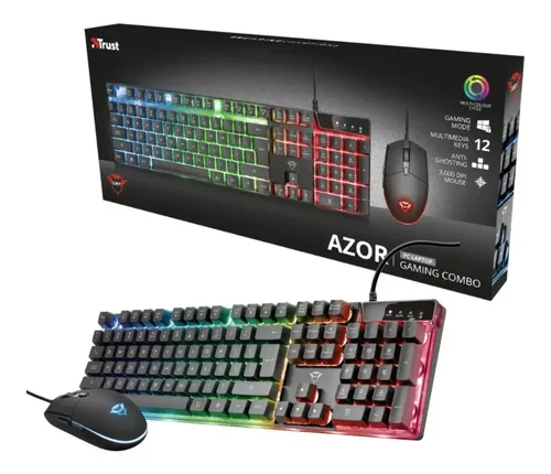 Combo Kit Teclado + Mouse Trust Gxt 838 Azor Iluminado | Cuotas