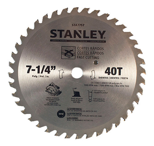 Discos De Sierra 7-1/4  Stanley Sta7757 Color Plateado