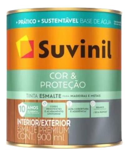 Tinta Esmalte Base Agua Brilhante Suvinil 900ml Seca Rapido Cor Branco