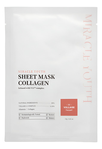 Village 11 | Mascarilla Facial Miracle Youth Colágeno Todo Tipo De Piel