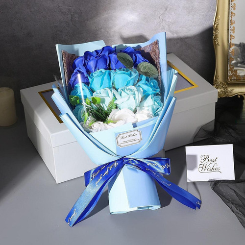 Valentines Day Soap Roses Bouquet Mother's Day Blue