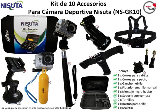 Kit De 10 Accesorios Para Camara Deportiva Nisuta (ns-gk10)