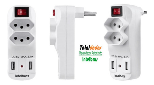 Imagem 4 de 6 de Adaptador E Carregador De 2 Tomadas E 2 Usb - Eac 1002