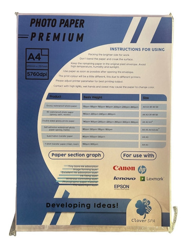 Papel Fotográfico Adhesivo Brillante 135 Grs A4 100 Hojas